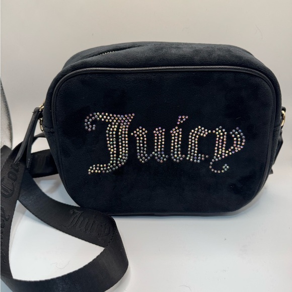 Juicy Couture Black Velvet Crossbody Bag 💕 - Picture 1 of 8